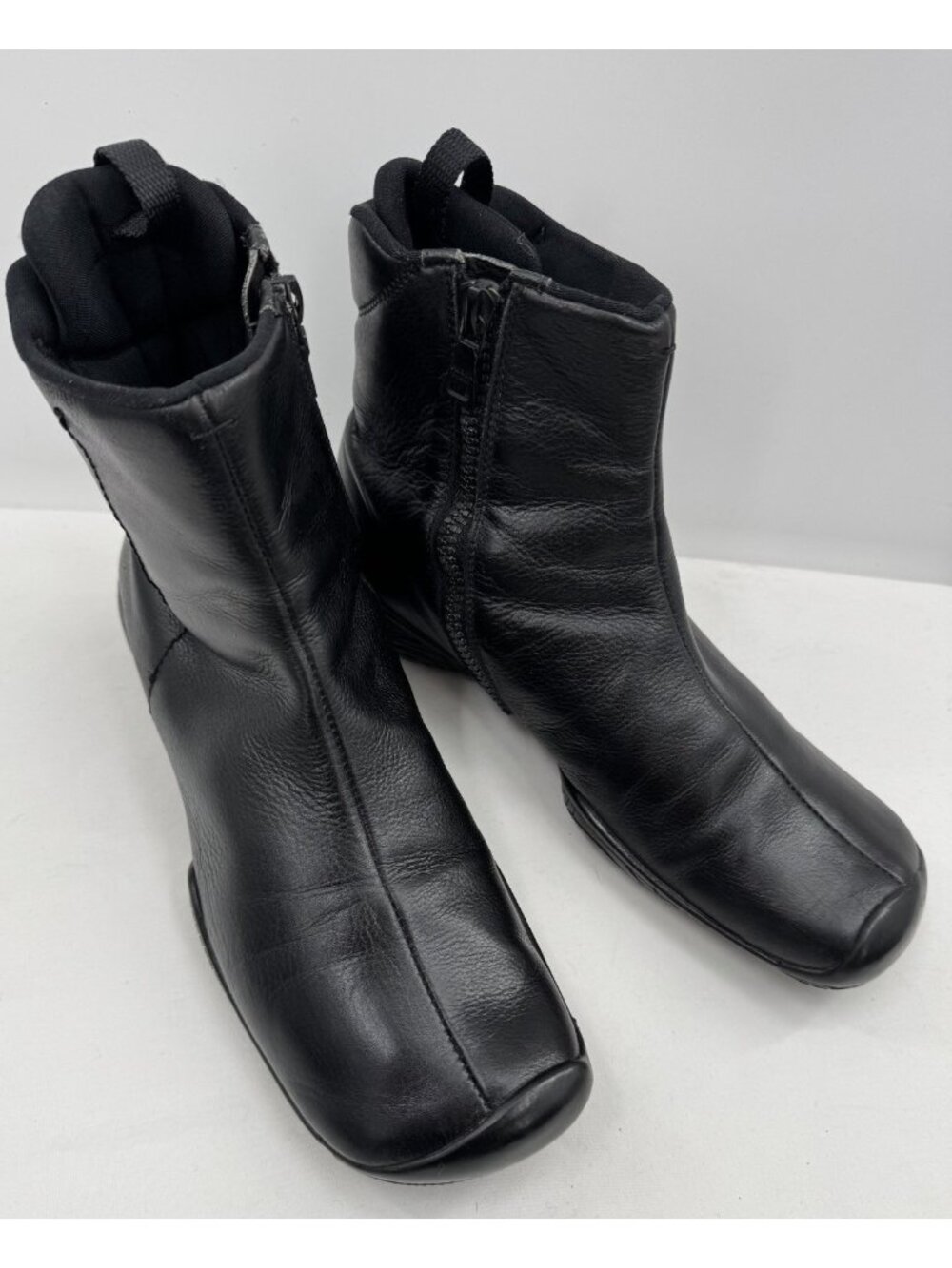 Vintage 90s Y2K Prada Linea Rossa Square Toe Leather Chelsea Boots Zip Sz 37.5